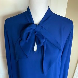 Royal Blue Pussy Bow blouse